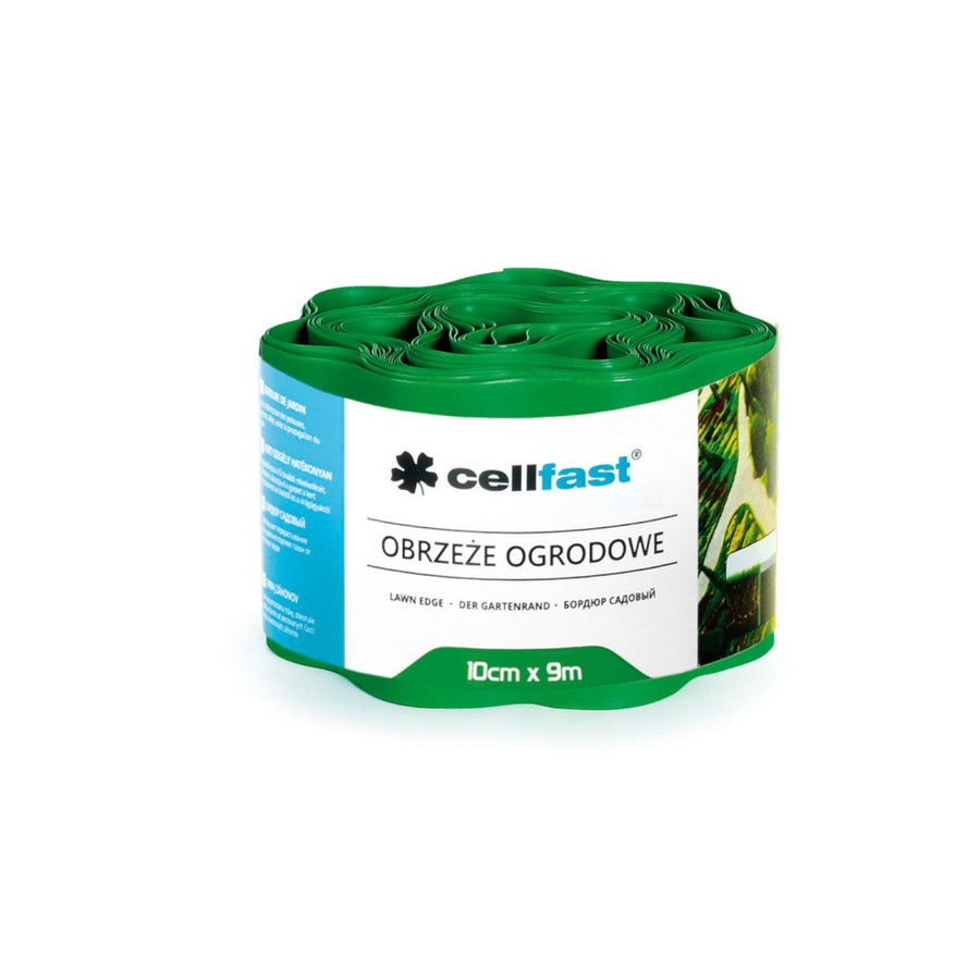 Borde de jardín corrugado de plástico impermeable y flexible 10cm x 9m Cellfast Verde
