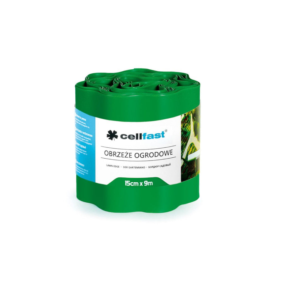 Borda de jardim ondulada de plástico impermeável e flexível 15cm x 9m Cellfast VERDE