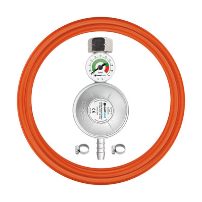 Regulador de gas con manómetro, manguera 2 x banda KIT Cellfast