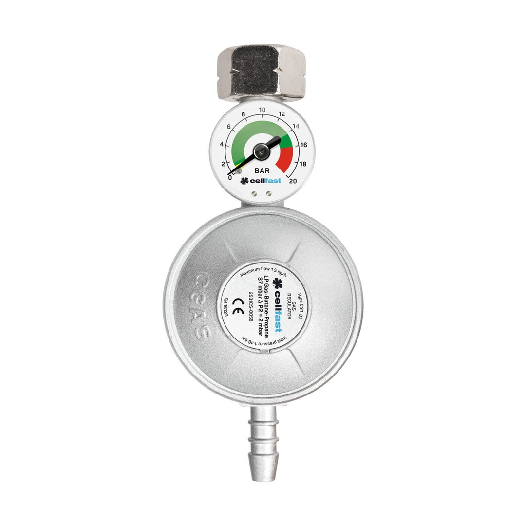 Regulador de gas con manómetro LPG / Propano / Butano para cilindro de gas propano de 11 kg Cellfast