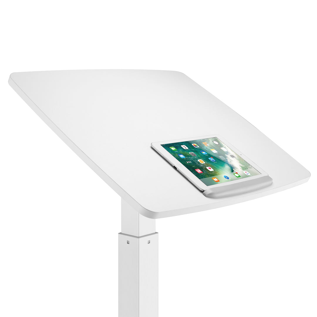 Mesa para ordenador portátil de altura regulable con ruedas Mesa de bipedestación Elevación a gas Regulable en altura hasta un máximo de 113 cm 30 grados Inclinable Cargable hasta 8 kg