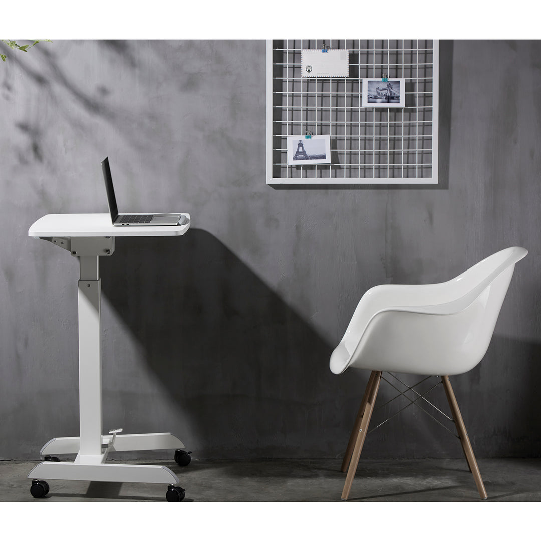 Mesa para ordenador portátil de altura regulable con ruedas Mesa de bipedestación Elevación a gas Regulable en altura hasta un máximo de 113 cm 30 grados Inclinable Cargable hasta 8 kg