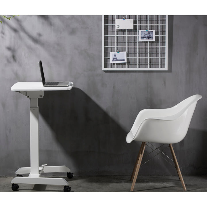 Mesa para ordenador portátil de altura regulable con ruedas Mesa de bipedestación Elevación a gas Regulable en altura hasta un máximo de 113 cm 30 grados Inclinable Cargable hasta 8 kg
