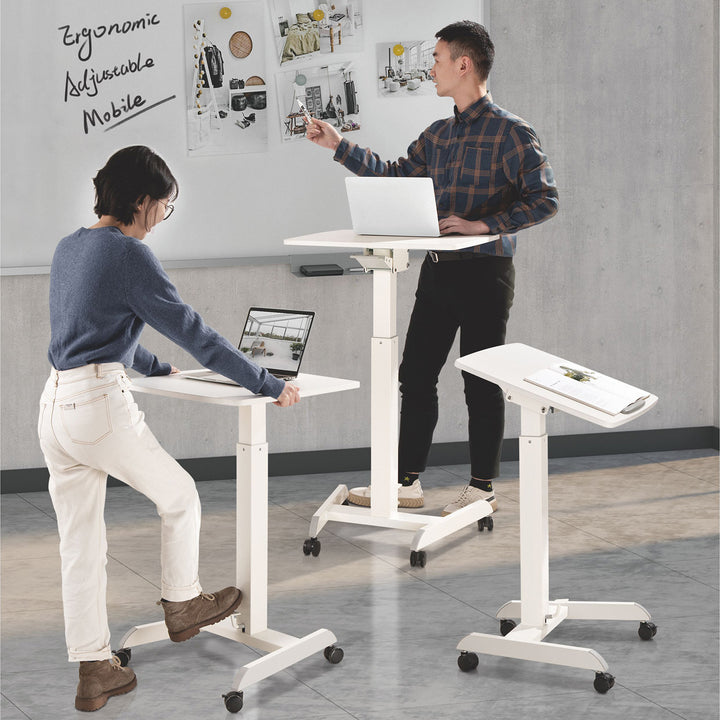Mesa para ordenador portátil de altura regulable con ruedas Mesa de bipedestación Elevación a gas Regulable en altura hasta un máximo de 113 cm 30 grados Inclinable Cargable hasta 8 kg