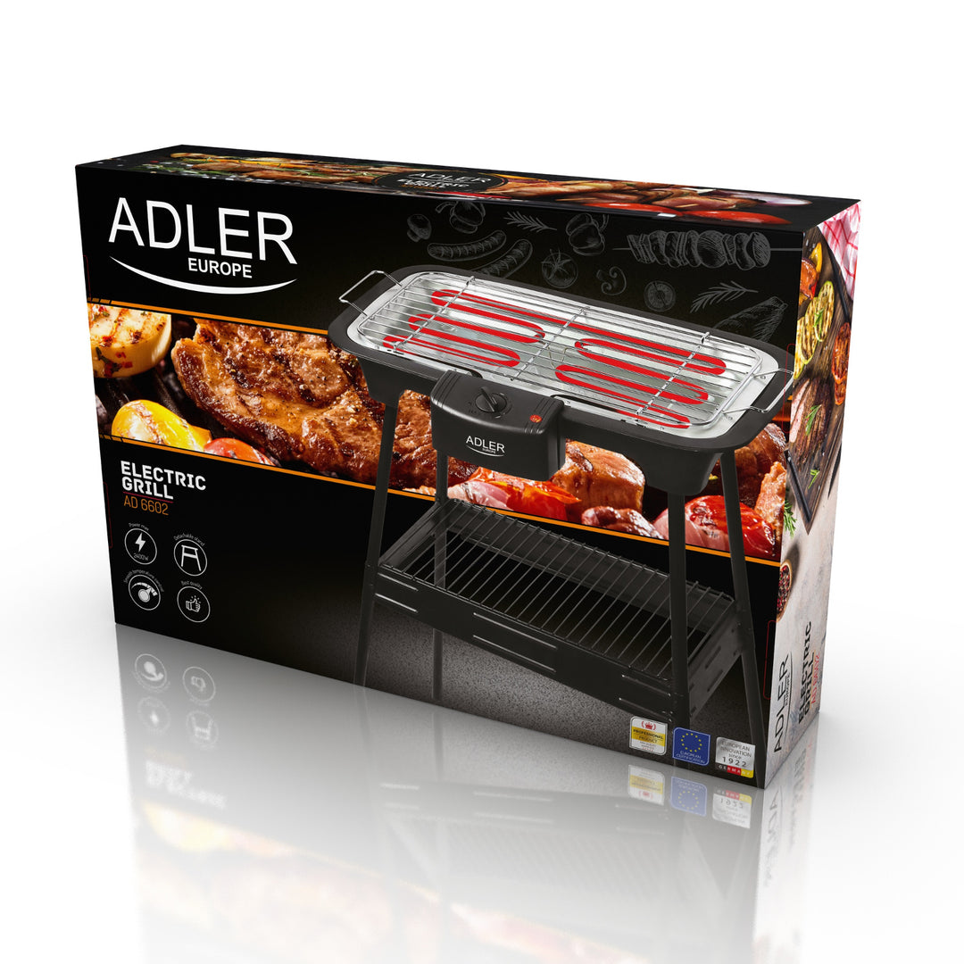 Churrasqueira, churrasqueira elétrica, com base, regulagem de temperatura, aquecedor removível, 2400W Adler AD 6602