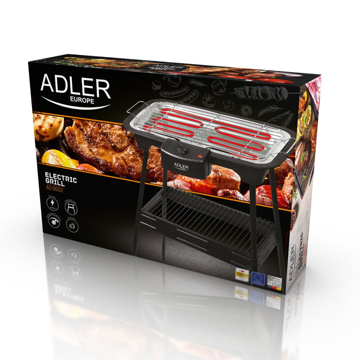 Churrasqueira, churrasqueira elétrica, com base, regulagem de temperatura, aquecedor removível, 2400W Adler AD 6602