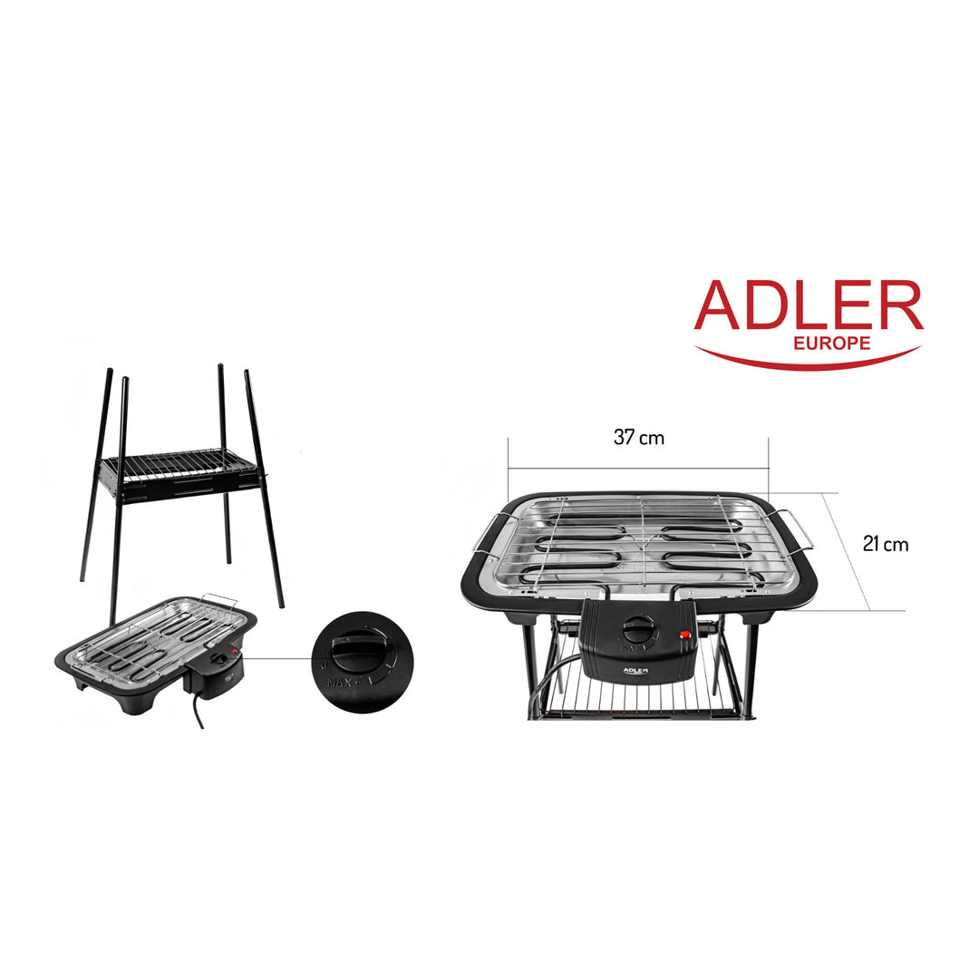 Churrasqueira, churrasqueira elétrica, com base, regulagem de temperatura, aquecedor removível, 2400W Adler AD 6602