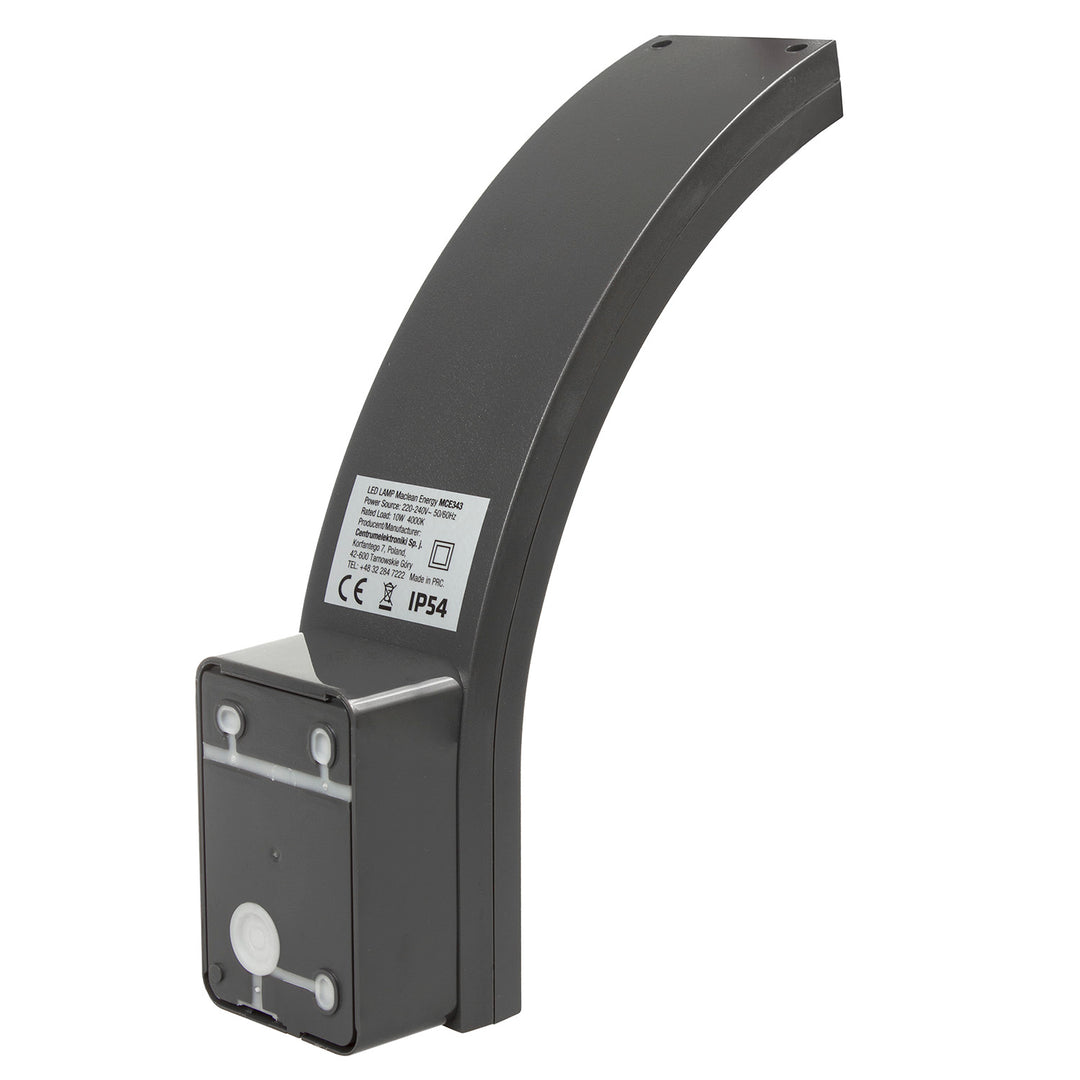 Candeeiro de fachada LED MCE343 GR 800lm 10W IP54 Maclean Energy cinza, branco natural (4000K)