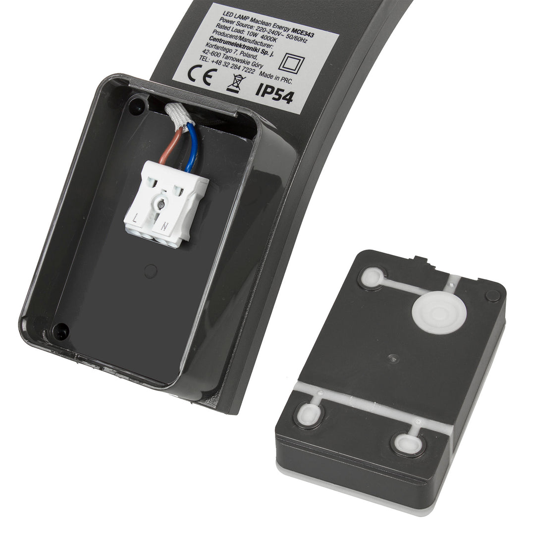 Candeeiro de fachada LED MCE343 GR 800lm 10W IP54 Maclean Energy cinza, branco natural (4000K)