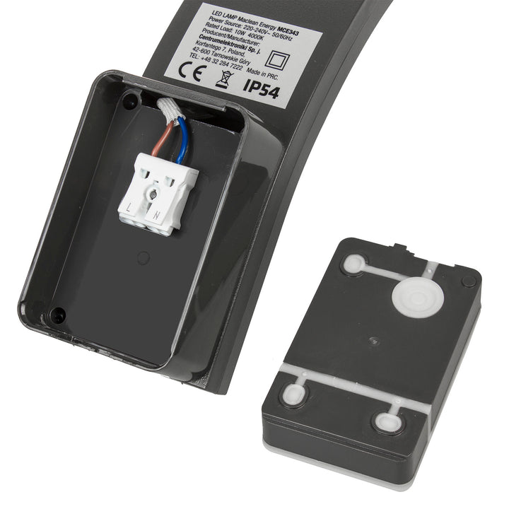 Candeeiro de fachada LED MCE343 GR 800lm 10W IP54 Maclean Energy cinza, branco natural (4000K)