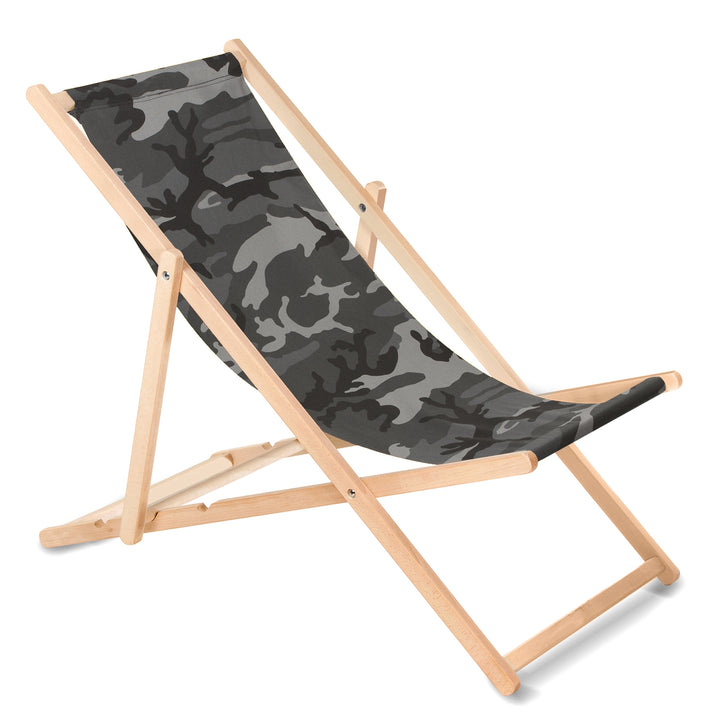 Espreguiçadeira de madeira de faia cinza camuflada GreenBlue GB183