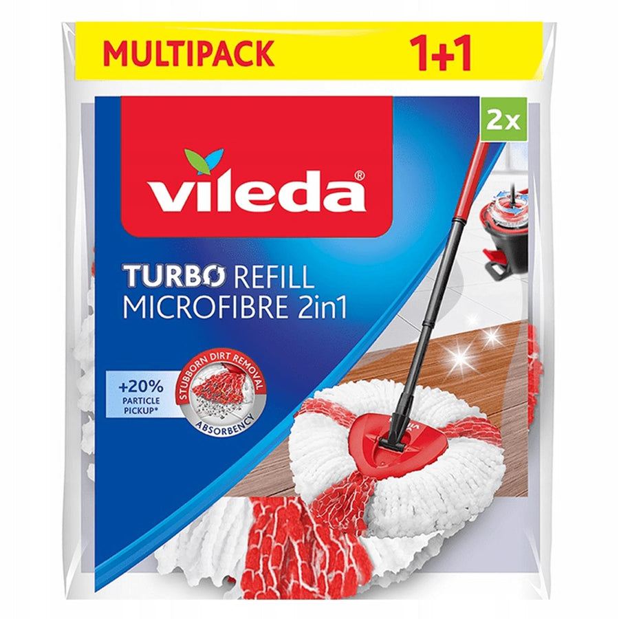 Cabeça de reposição 2 em 1 para Vileda Easy Wring &amp; Clean Turbo, vermelho/branco Vileda Turbo