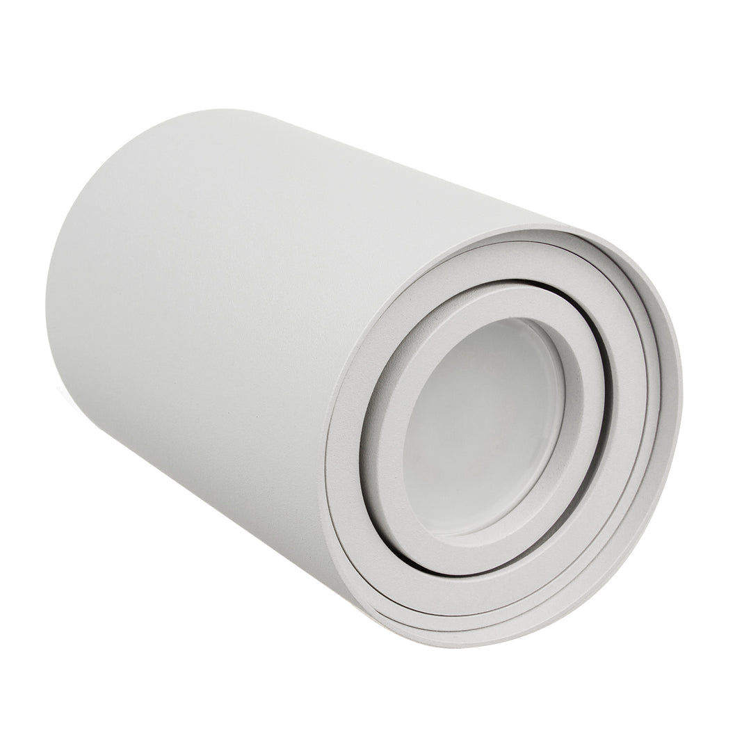 Spot de teto ajustável com casquilho GU10 para lâmpadas LED e halógenas até 40W para montagem saliente, branco, 80x115mm, alumínio MCE422 W
