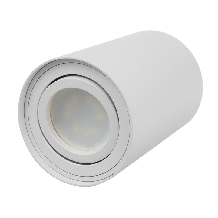 Spot de teto ajustável com casquilho GU10 para lâmpadas LED e halógenas até 40W para montagem saliente, branco, 80x115mm, alumínio MCE422 W