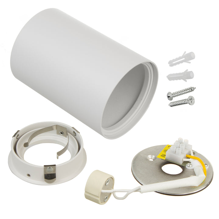 Spot de teto ajustável com casquilho GU10 para lâmpadas LED e halógenas até 40W para montagem saliente, branco, 80x115mm, alumínio MCE422 W