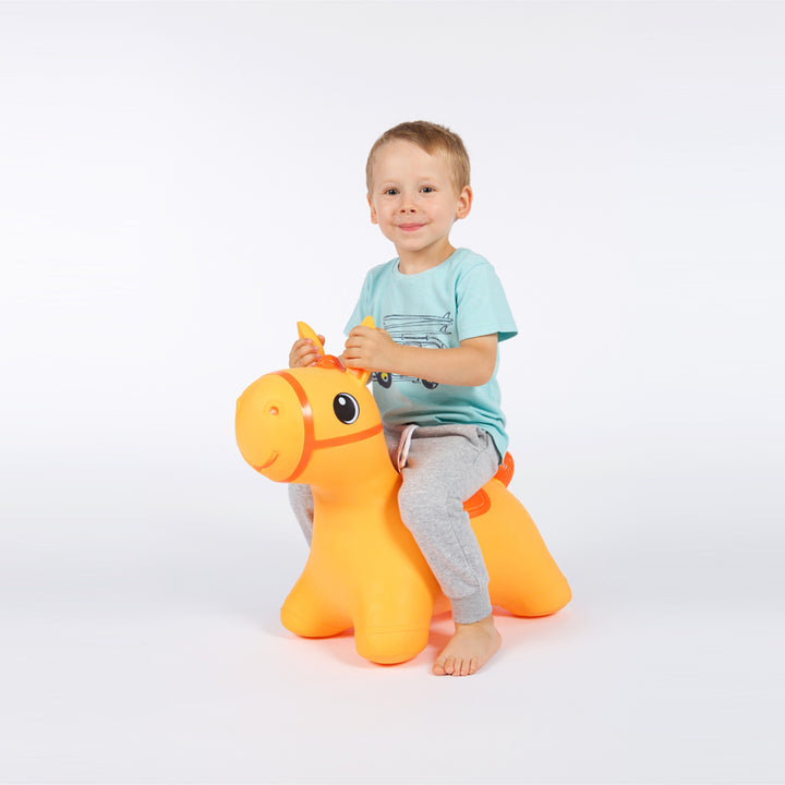 Brinquedo inflável para pular e brincar para crianças a partir de 1 ano, cavalo costurado, bomba de ar incluída