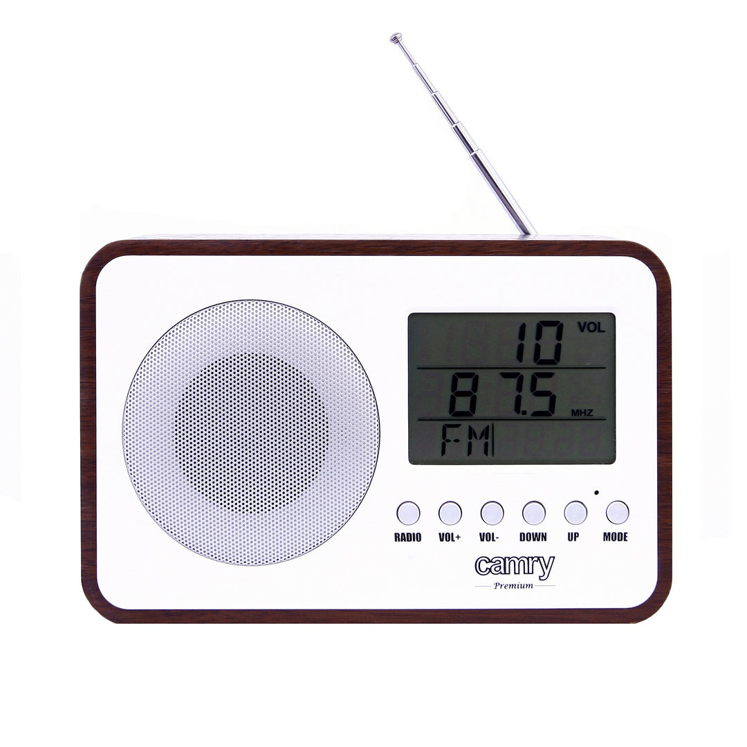 Rádio digital LCD Camry CR 1153, antena telescópica giratória, calendário, termómetro, despertador
