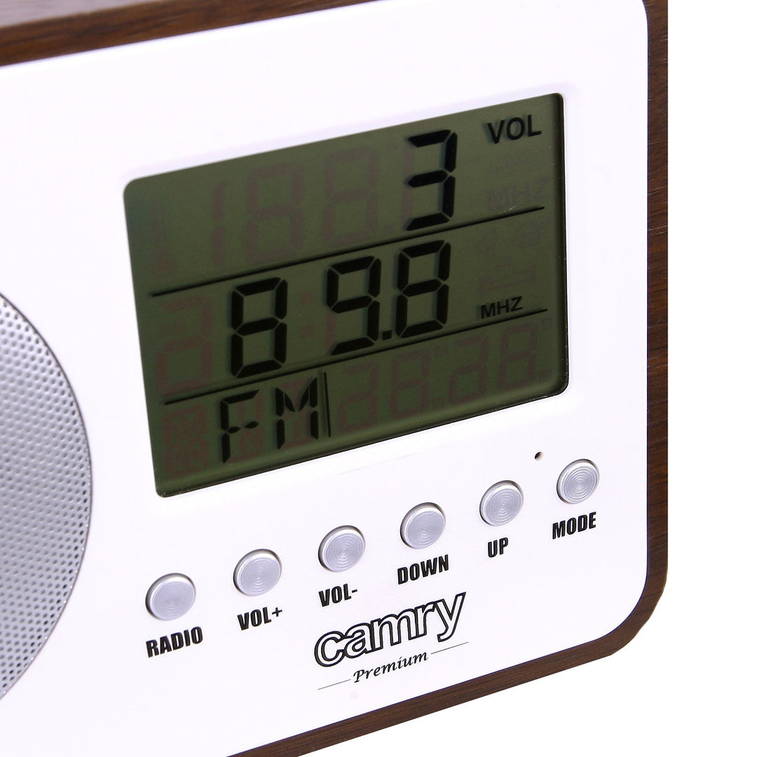 Rádio digital LCD Camry CR 1153, antena telescópica giratória, calendário, termómetro, despertador