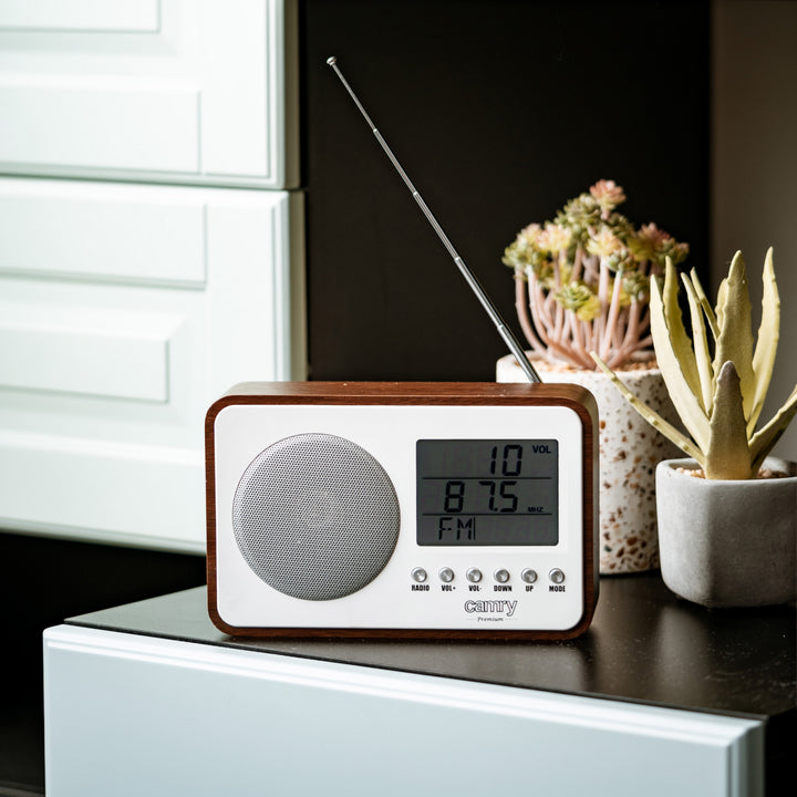Rádio digital LCD Camry CR 1153, antena telescópica giratória, calendário, termómetro, despertador