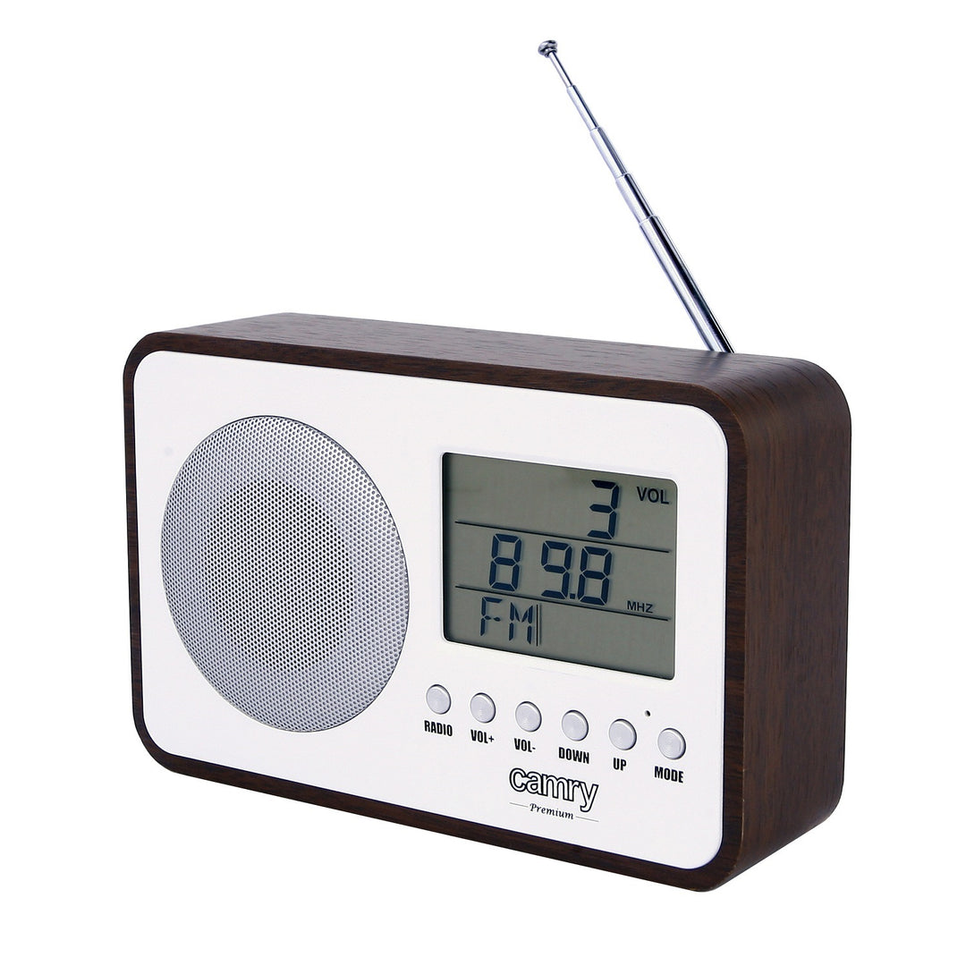 Rádio digital LCD Camry CR 1153, antena telescópica giratória, calendário, termómetro, despertador