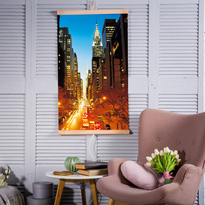 Calefactor infrarrojo - Panel calefactor flexible 430W con regulador TRIO patrón 2 Manhattan, Dimensiones 100x57cm