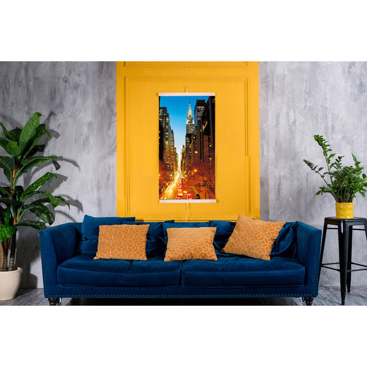 Calefactor infrarrojo - Panel calefactor flexible 430W con regulador TRIO patrón 2 Manhattan, Dimensiones 100x57cm