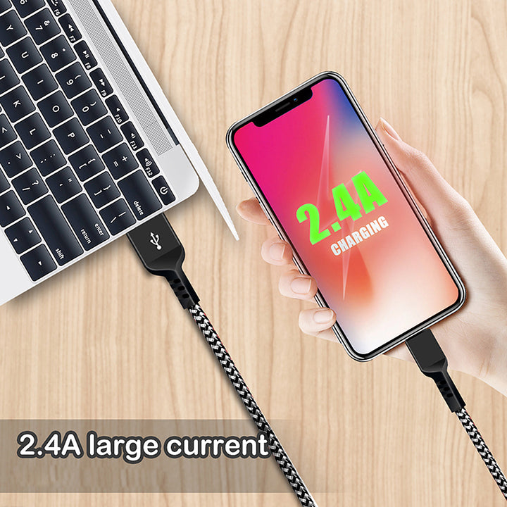 Cable USB a MicroUSB, cable de carga 1m, carga rápida, cable de datos 5V / 2.4A, cable de carga rápida, cable de conexión trenzado de nailon de alta velocidad, transmisión de datos (MicroUSB)