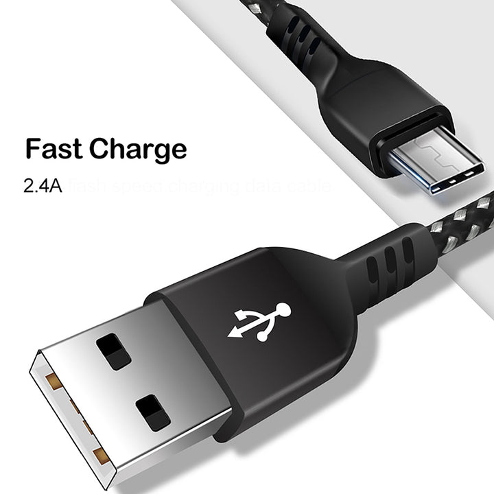 Cable USB a MicroUSB, cable de carga 1m, carga rápida, cable de datos 5V / 2.4A, cable de carga rápida, cable de conexión trenzado de nailon de alta velocidad, transmisión de datos (MicroUSB)