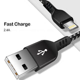 Cabo USB para Lightning, cabo de carregamento 1m, carregamento rápido 5V/2,4A, cabo de dados, cabo de carregamento rápido, cabo de conexão trançado de nylon de alta velocidade, transferência de dados (8 pinos)