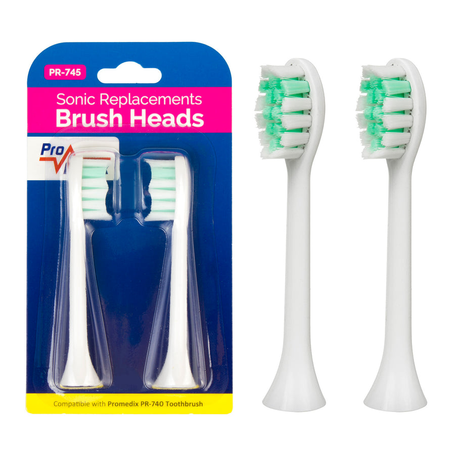 Juego de 2 cepillos de repuesto para Promedix PR-740, cabezales de cepillo de dientes sónicos eléctricos, 2 piezas (2 cepillos de repuesto, blanco)