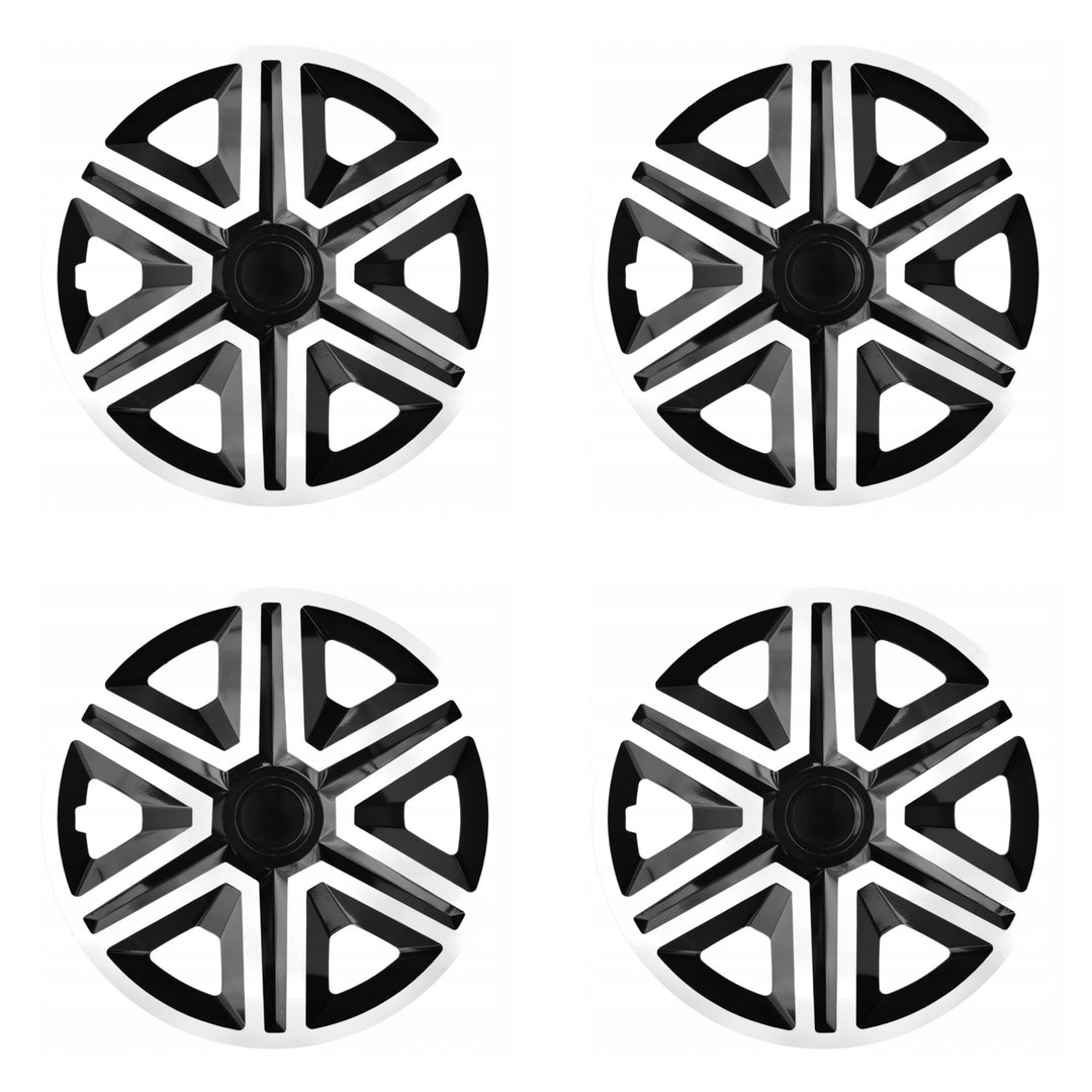 Juego de tapacubos 14 " ACTION Doublecolor blanco / negro 4 piezas PARA FORD OPEL FIAT RENAULT AUDI SEAT