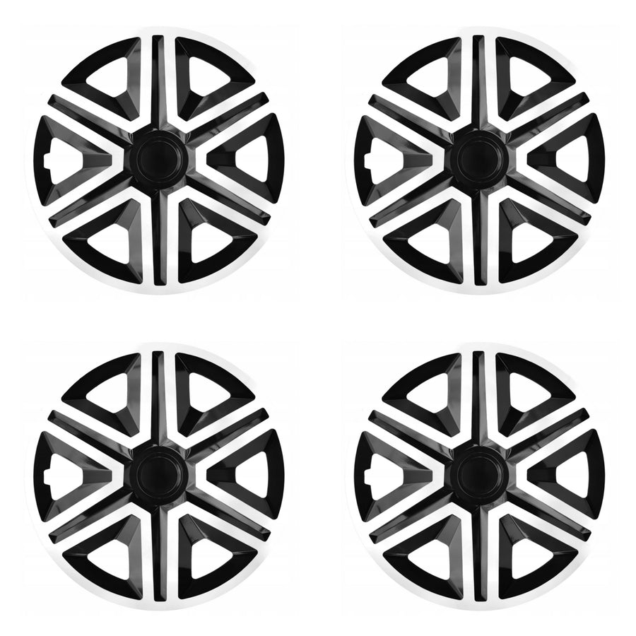 Conjunto de calota 16 "ACTION Doublecolor branco / preto 4 peças para RENAULT SKODA VW TOYOTA OPEL FIAT