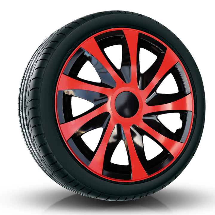 Conjunto de calota 16 "draco vermelho-preto 4 peças para renault peugeot opel ford citroen
