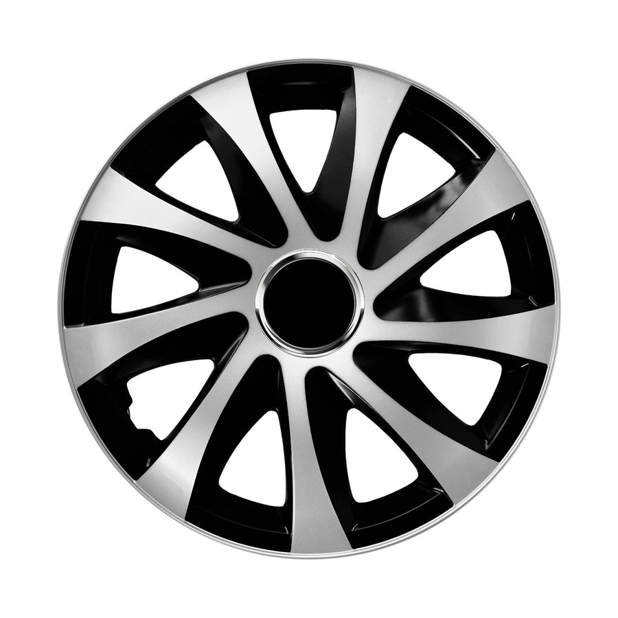 Tampões de roda 13" NRM EXTRA DRIFT SILVER BLACK prateados e pretos - 4 peças