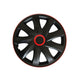 Conjunto calota 14" Kando RACE preto e vermelho 4 peças para FIAT VW OPEL