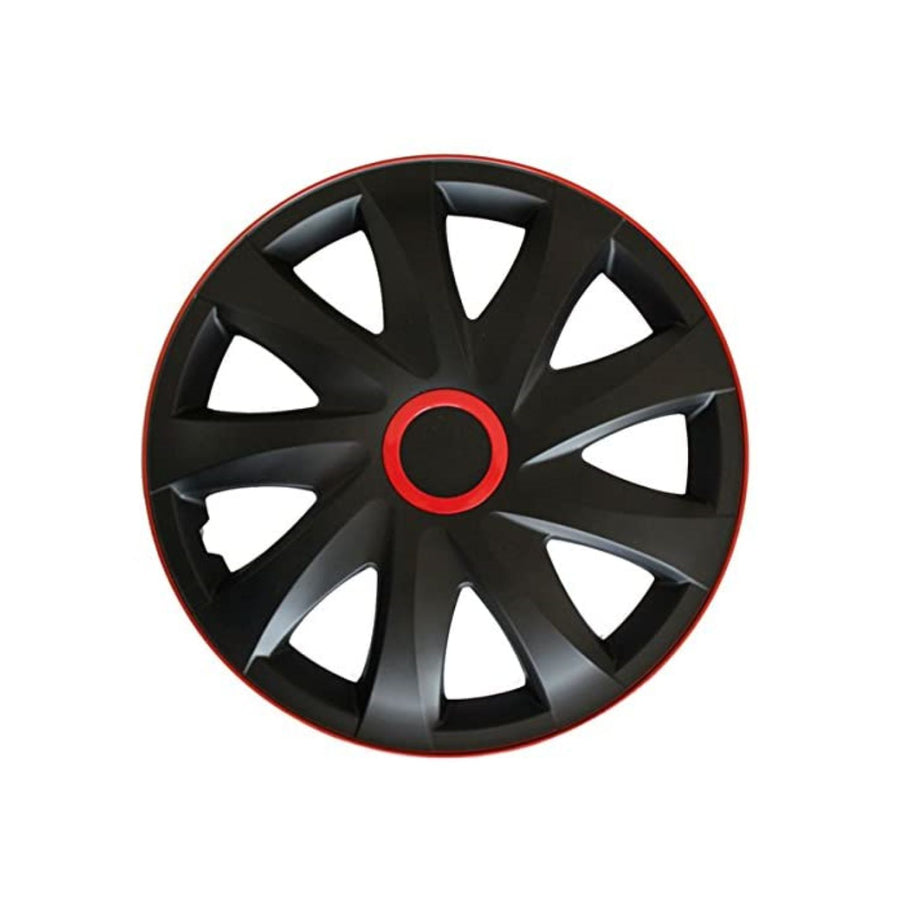 Juego de tapacubos 15 " Kando RACE negro y rojo 4 piezas para RENAULT PEUGEOT FIAT