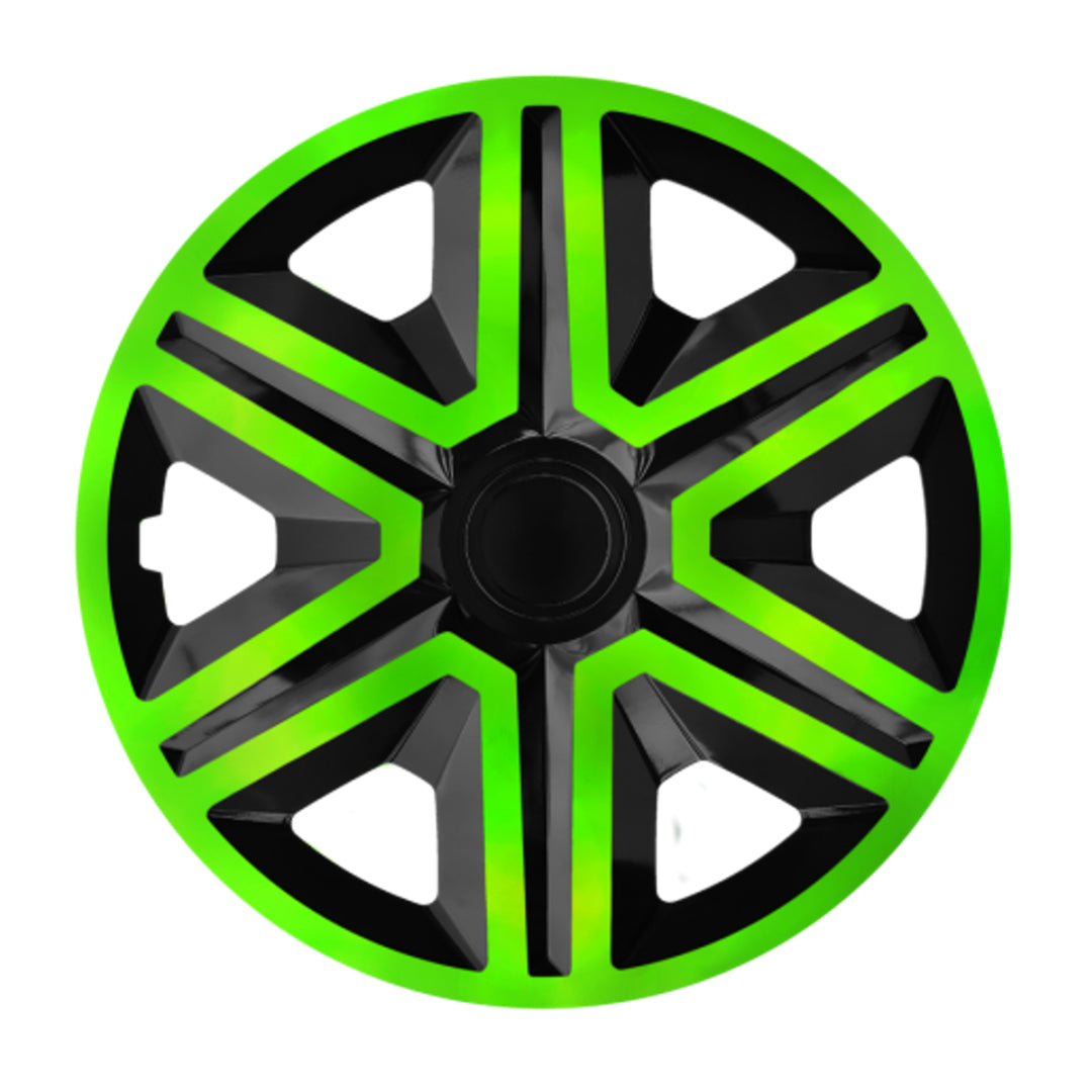 Tapacubos NRM ACTION DOBLECOLOR VERDE NEGRO 15 " - 4 piezas