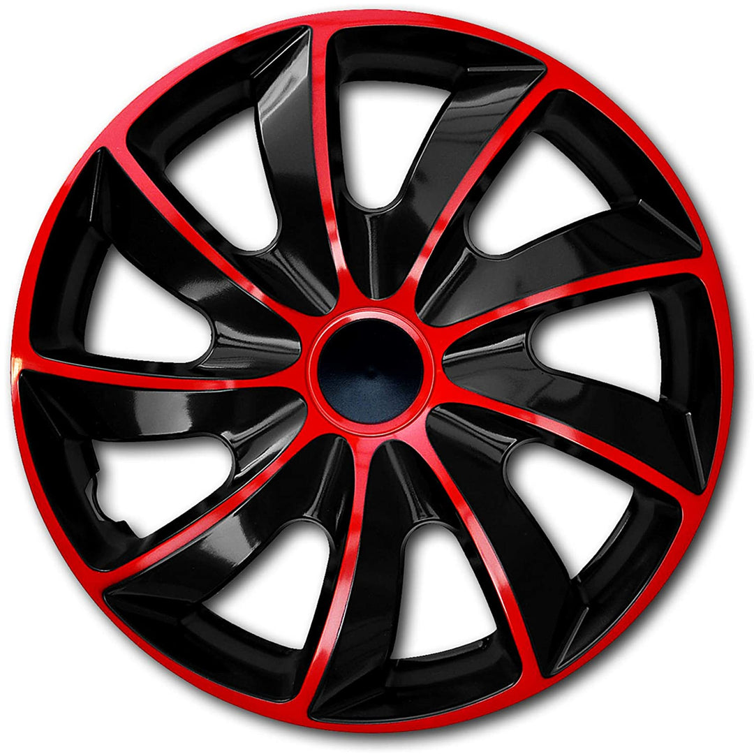 CONJUNTO DE TAMPA DE CUBO QUAD VERMELHO PRETO 13" 4 PCS PARA VW RENAULT PEUGEOT TOYOTA FIAT