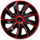 Juego de tapacubos QUAD de 13 ", rojo y negro, 4 piezas para VW RENAULT PEUGEOT TOYOTA FIAT