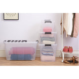 Caixa cinza transparente 40L com tampa Plast Team Home Box