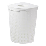 Cesto de roupas sujas com tampa, cesto de roupa suja de canto, cesto de armazenamento de coleção de roupas, cesto de roupa suja 62L (branco)