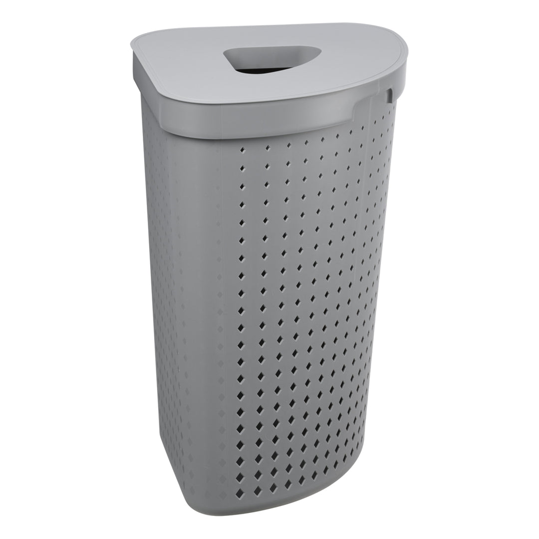 Canasta de lavandería con tapa, canasta de lavandería angular, canasta de almacenamiento de recolección de ropa, canasta de lavandería 62L (gris)