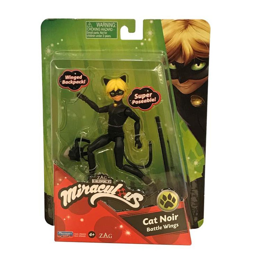 Figura Cat Noir da série Miraculous com acessórios