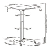 Maclean MC-892B Mesa para laptop ajustável em altura com rodas Mesa em pé com altura ajustável até um máximo de 113 cm 30 graus inclinável preto