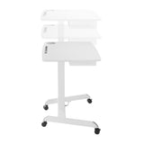 Mesa para laptop ajustável em altura com rodas e gaveta ajustável em altura até um máximo de 113 cm e um máximo de 8 kg (branco)