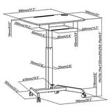 Mesa para laptop ajustável em altura com rodas e gaveta ajustável em altura até um máximo de 113 cm e um máximo de 8 kg (branco)