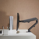 Braço para monitor Maclean de 1 baía com mola a gás, 17"-27", suporte de mesa giratório e inclinado, VESA 75x75, 100x100, até 7 kg