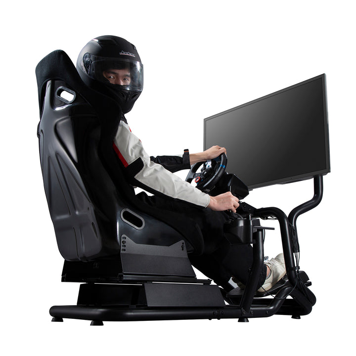 Simulador de corrida Cockpit 3 em 1 Assento gamer até 130kg Suporte para alavanca de câmbio Suporte para volante Suporte para TV até 50" Max. Vesa 400x200...