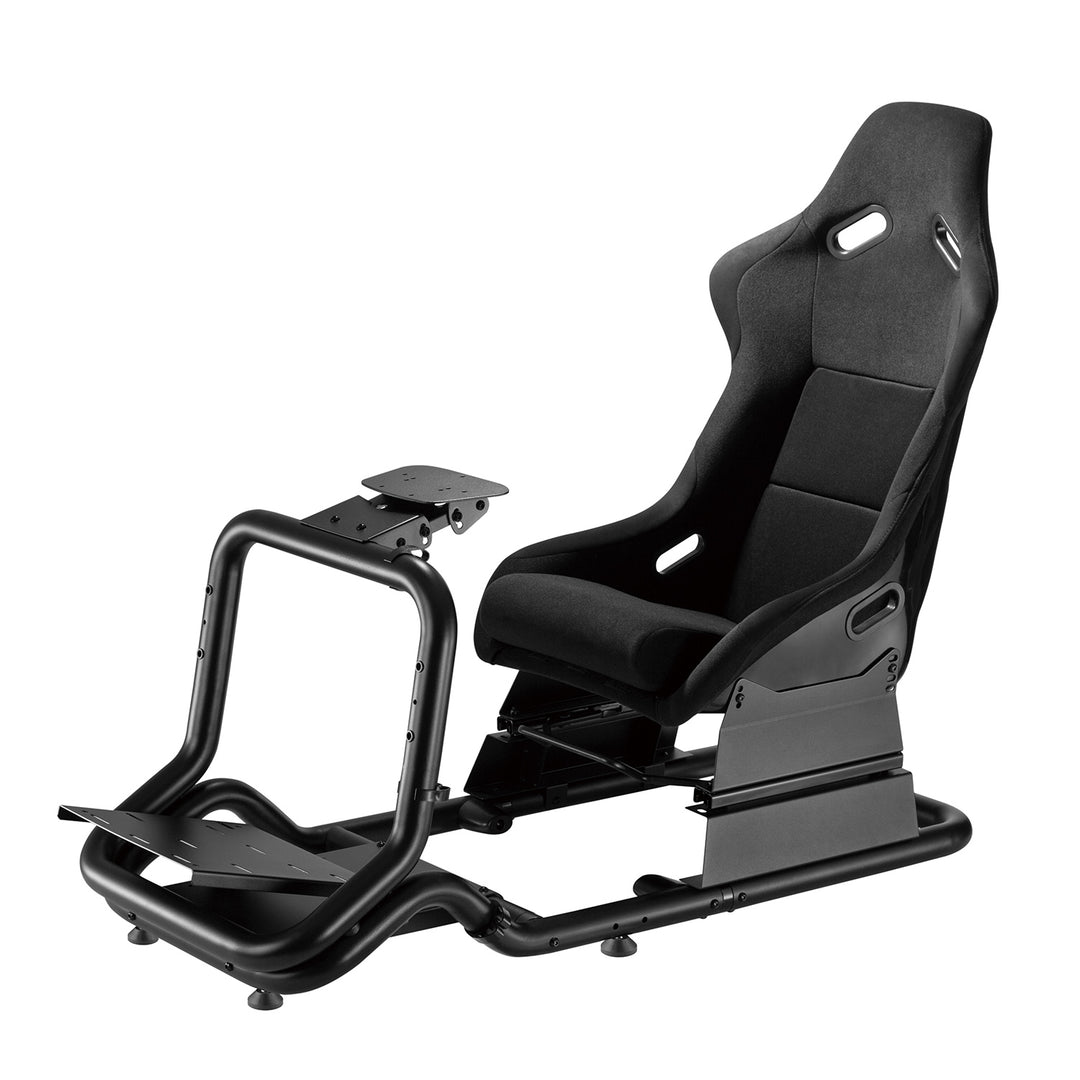 Simulador de corrida Cockpit 3 em 1 Assento gamer até 130kg Suporte para alavanca de câmbio Suporte para volante Suporte para TV até 50" Max. Vesa 400x200...
