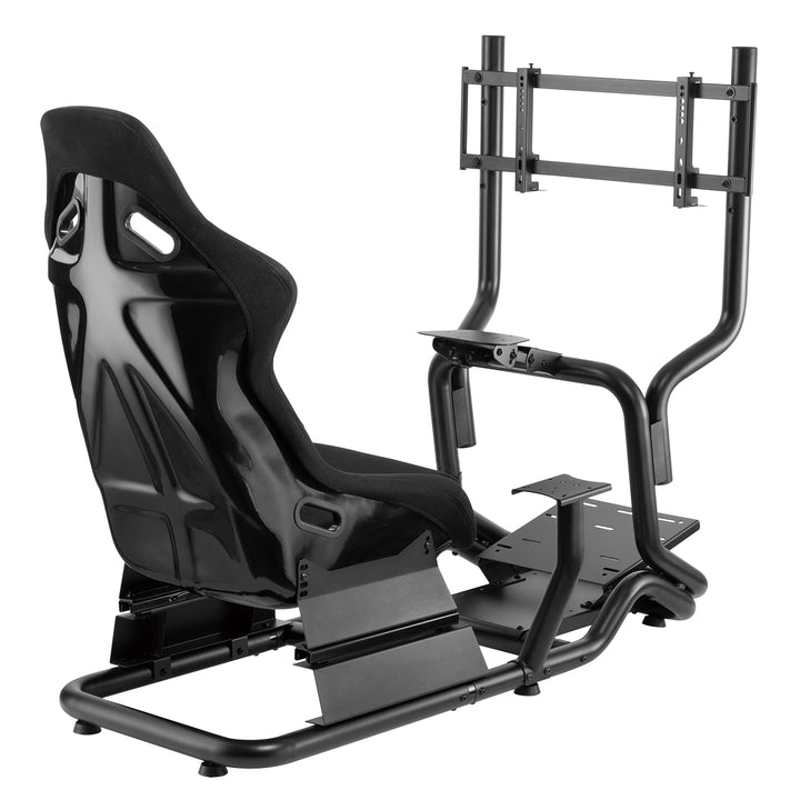 Simulador de corrida Cockpit 3 em 1 Assento gamer até 130kg Suporte para alavanca de câmbio Suporte para volante Suporte para TV até 50" Max. Vesa 400x200...